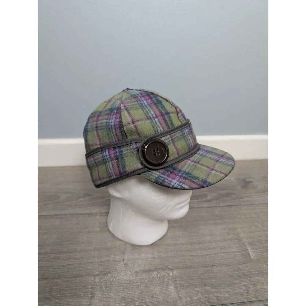 Stormy Kromer Womens The Button Up Size 7 1/4 Aurora Green Purple Plaid Hat